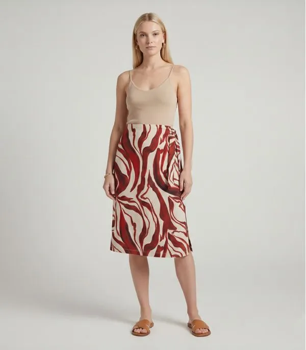 Saia Midi Lateral Com Faixa Para Laço Rovitex Vermelho G
