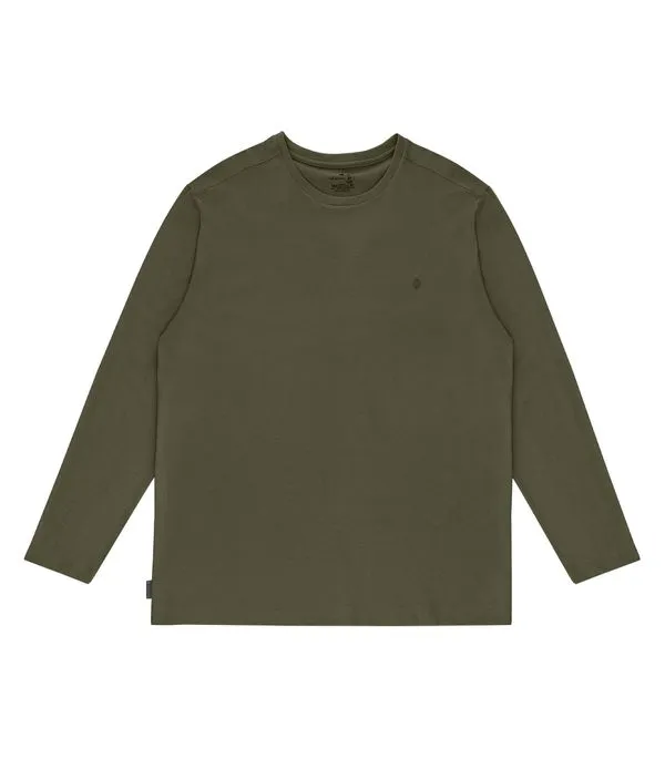 Camiseta Masculina Plus Size Manga Longa Diametro Verde Plus G1