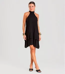 Vestido Curto Feminino Em Viscose Style Box Preto GG