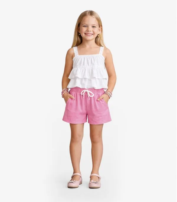 Shorts Menina Infantil Trick Nick Rosa 6