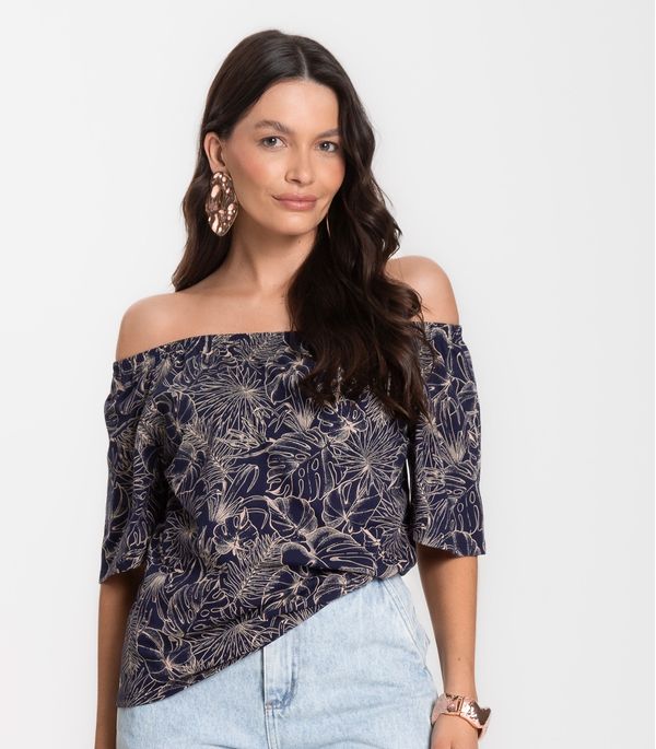 Blusa Feminina Ciganinha Infinita Cor Azul GG