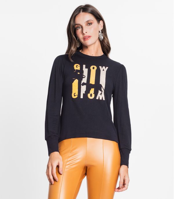 Blusa Feminina Manga Longa Glow Rovitex Preto P