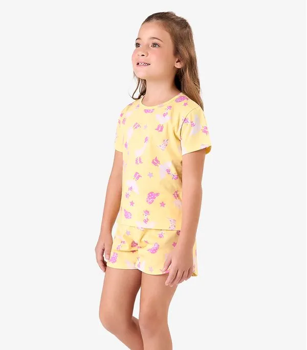 Pijama Meia Malha Rovi Kids Amarelo 6