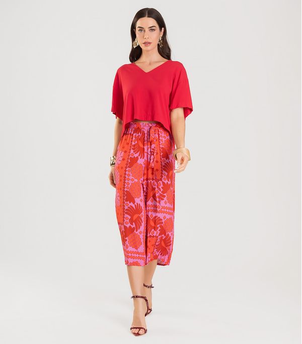 Blusa Feminina Tecido em Viscose Infinita Cor Vermelho G