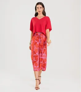 Blusa Feminina Tecido em Viscose Infinita Cor Vermelho G
