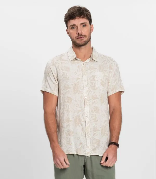 Camisa Masculina Manga Curta Diametro Bege M