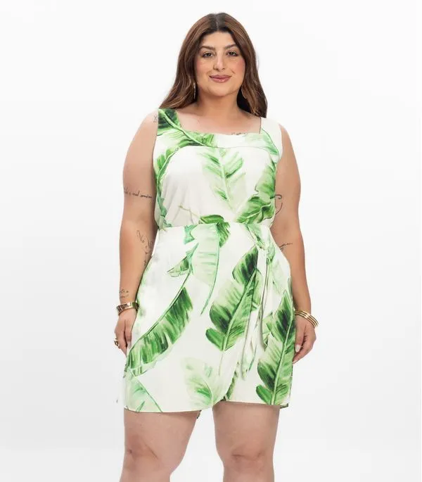 Shorts Saia Feminino Plus Size Secret Glam Bege Plus G4