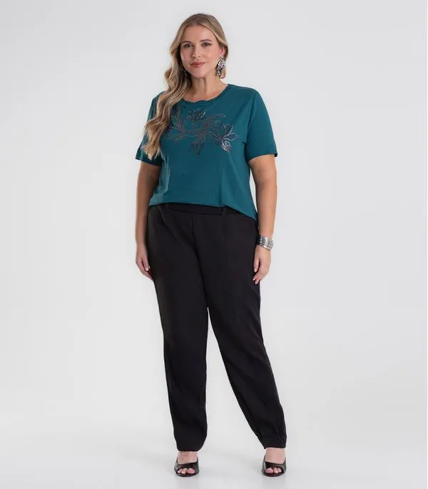 Calça Feminina Alfaiataria Plus Size Secret Glam Preto Plus G2