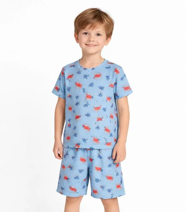 Pijama Infantil Menino Blusa E Bermuda Rovi Kids Azul 2