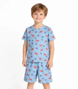 Pijama Infantil Menino Blusa E Bermuda Rovi Kids Azul 1