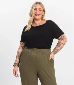 Blusa Feminina Plus Size Secret Glam Preto Plus G2