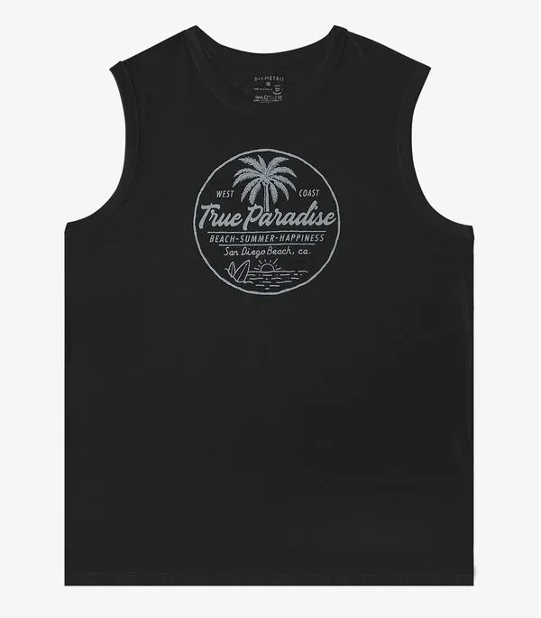 Regata em Meia Malha Masculino Diametro Preto G
