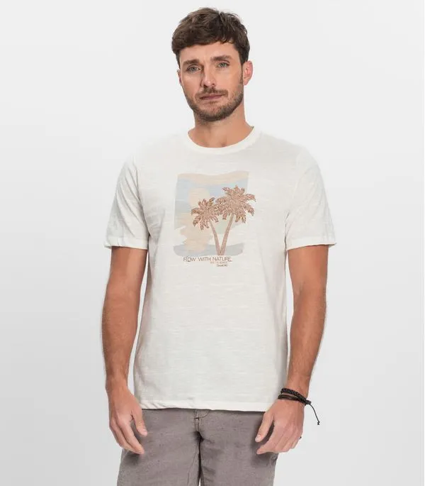 Camiseta Plus Masculina Malha Maquinetada Diametro Bege Plus G1