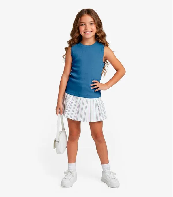 Regata Básica Infantil Menina Lisa Soletex Azul 4