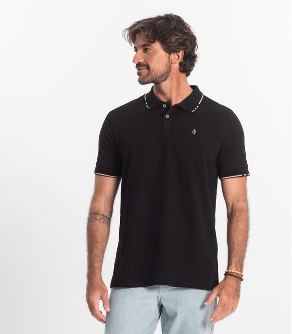 Polo Masculina Malha Favo Diametro Preto M