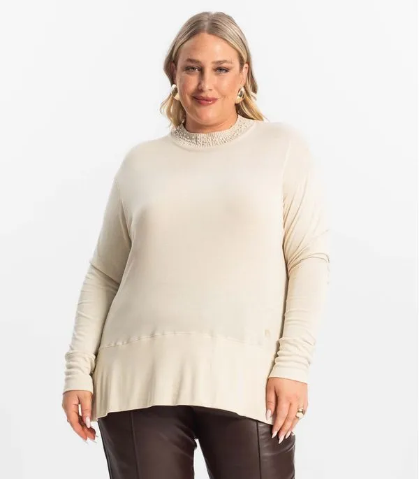 Moletom Feminino Plus Size Secret Glam Bege Plus G2