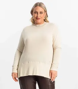 Moletom Feminino Plus Size Secret Glam Bege Plus G2