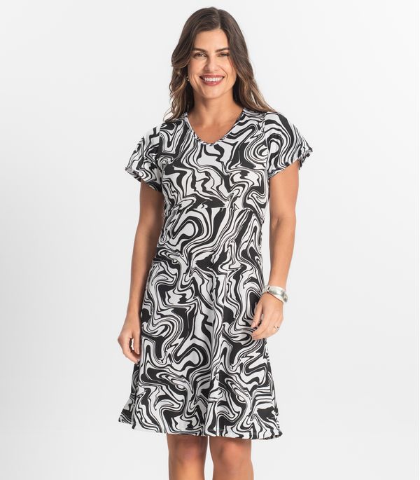 Vestido Curto Feminino Helanca Estampado Select Preto GG