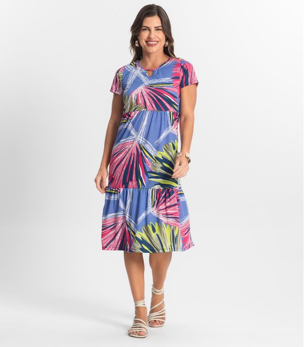 Vestido Midi Feminino Estampado Helanca Select Azul G