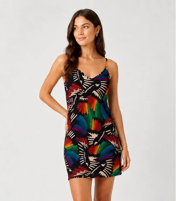 Vestido Estampado Rovitex Preto GG