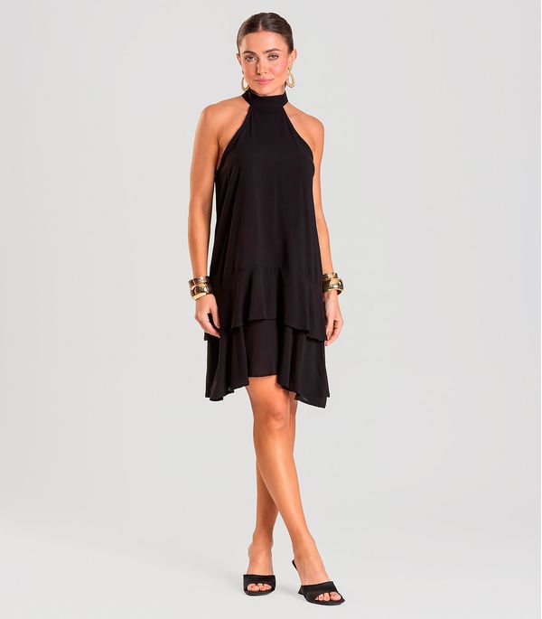 Vestido Curto Feminino Em Viscose Style Box Preto M