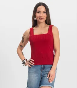 Regata Canelada Feminina Infinita Cor Vermelho M
