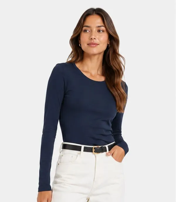 Blusa Manga Longa Feminina Em Suplex Infinita Cor Azul M