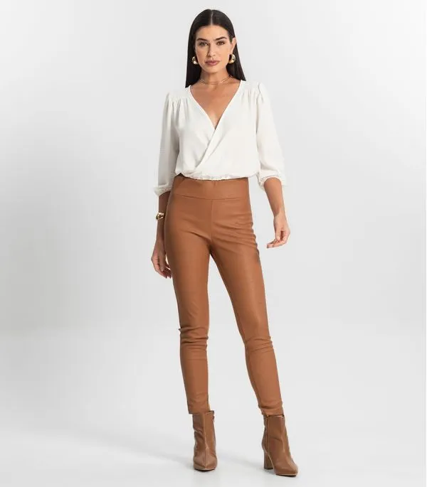 Calça Feminina Legging Sintética Rovitex Marrom P