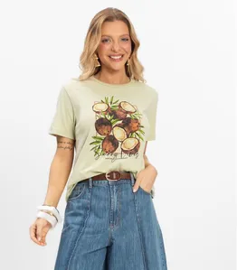 T- Shirt Feminina Meia Malha Rovitex Verde G