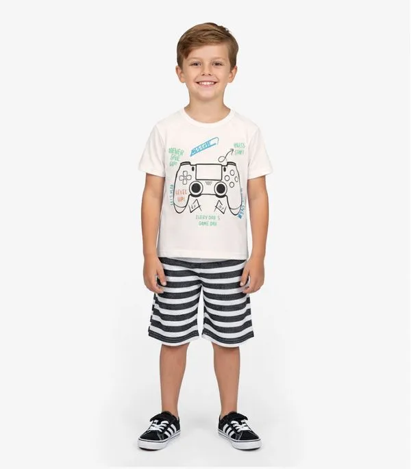 Conjunto Infantil Curto Verão Menino Select Bege 8