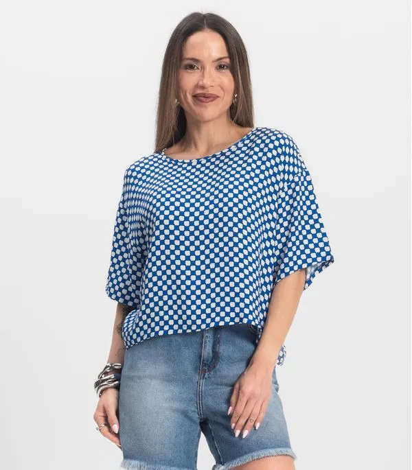 Blusa Feminina Estampada Infinita Cor Azul GG