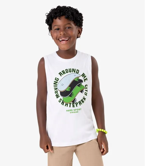 Regata Infantil em Meia Malha Rovi Kids Branco 16