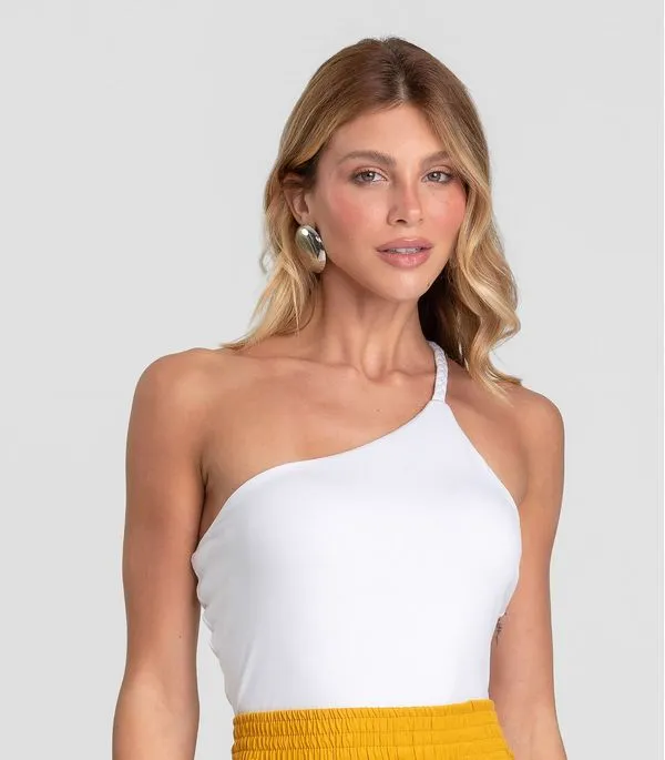 Body Feminino Alça Trançada Dianna Branco P