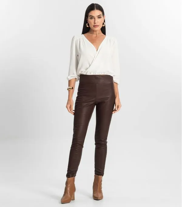 Calça Feminina Legging Sintética Rovitex Marrom P
