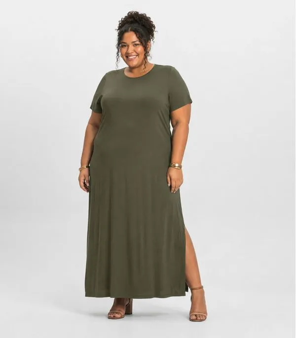 Vestido Feminino Midi Plus Size Infinita Cor Verde Plus G2