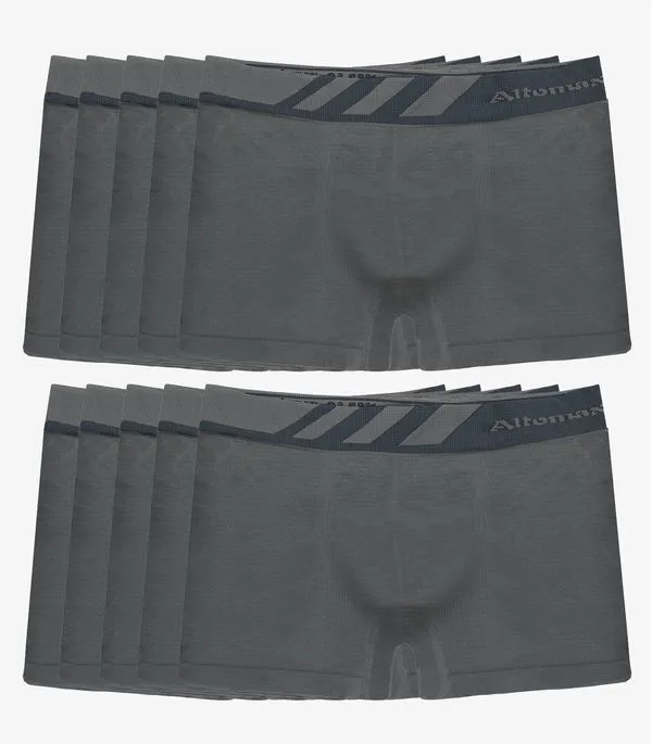 Kit 10 Cuecas Boxer Lisa Microfibra Altomax Cinza M