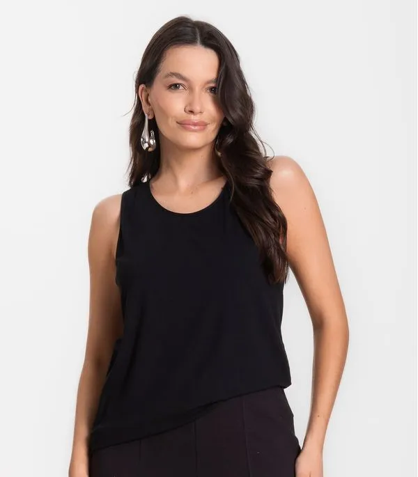 Regata Feminina Com Renda Infinita Cor Preto P