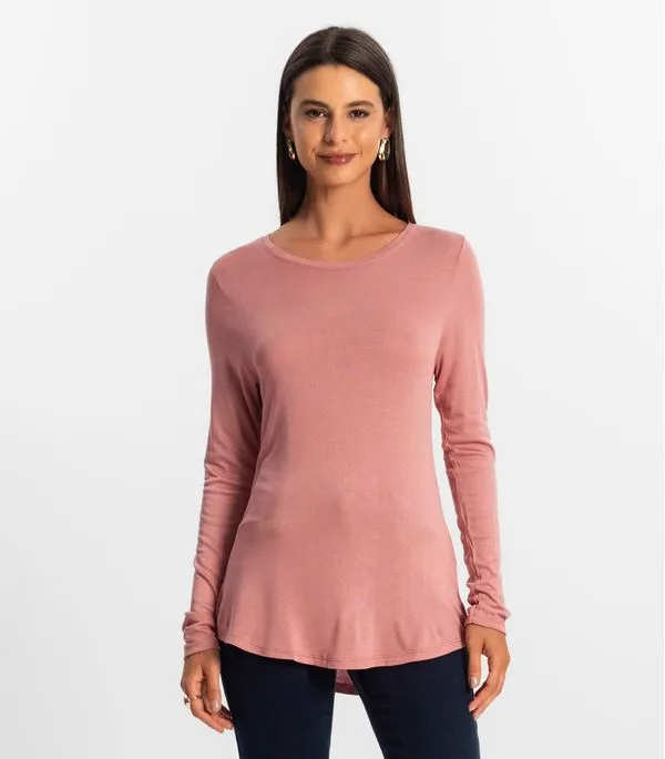 Blusa Feminina Manga Longa Visco Tricot Rovitex Rosa GG