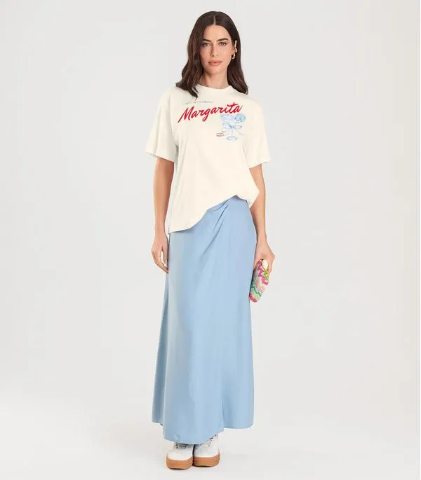 Blusa Feminina Manga Curta Oversized Dianna Bege GG