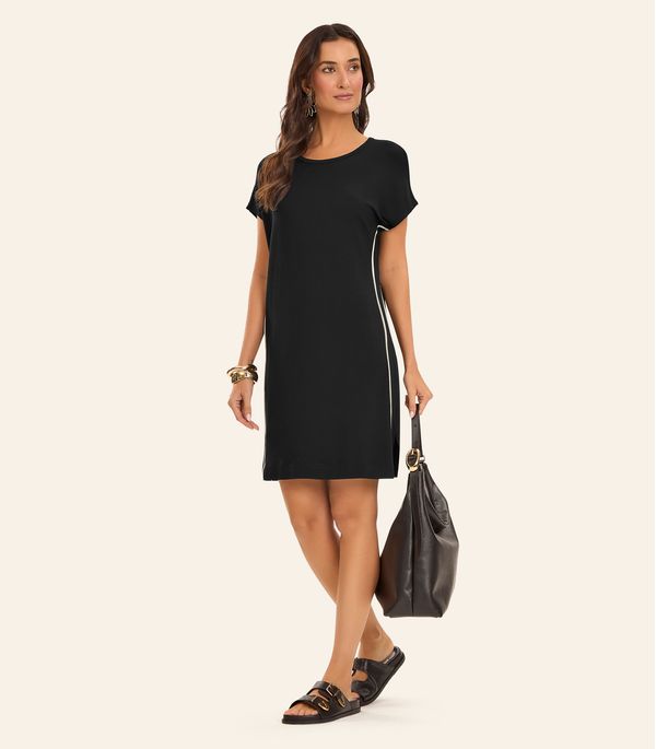 Vestido Curto Molecotton de Viscose Rovitex Preto M