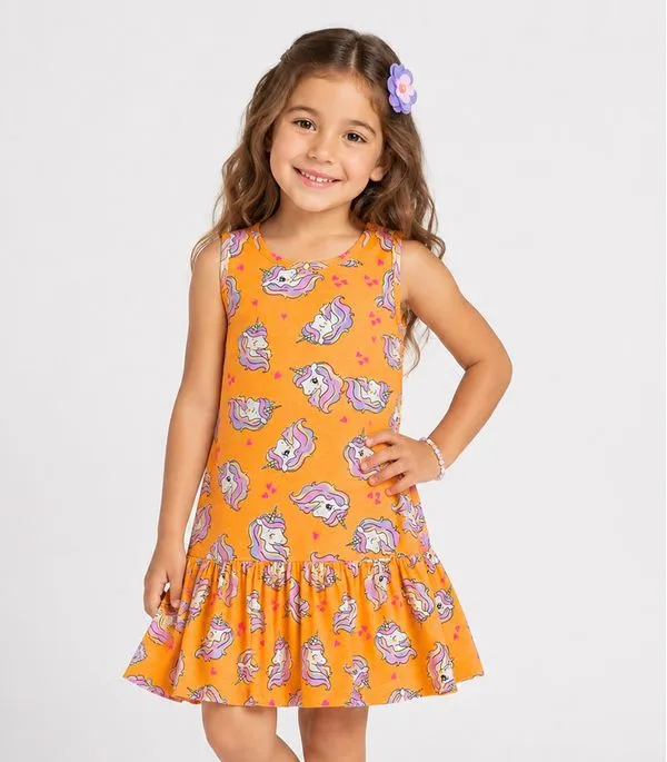 Vestido Infantil Feminino Select Laranja 4