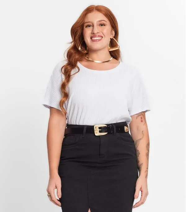 Blusa Feminina Plus Size Secret Glam Branco Plus G3