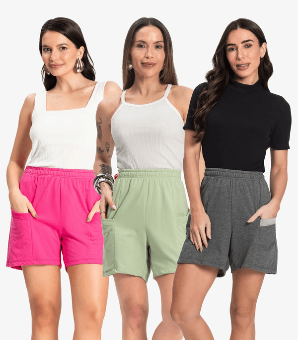 Kit 3 Shorts Femininos Moletinho Infinita Cor Sortido GG