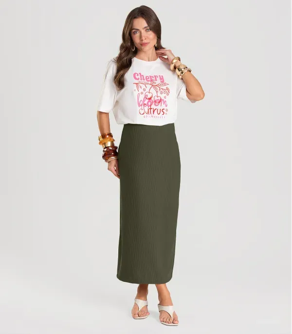 Saia Feminina Midi Dianna Verde GG