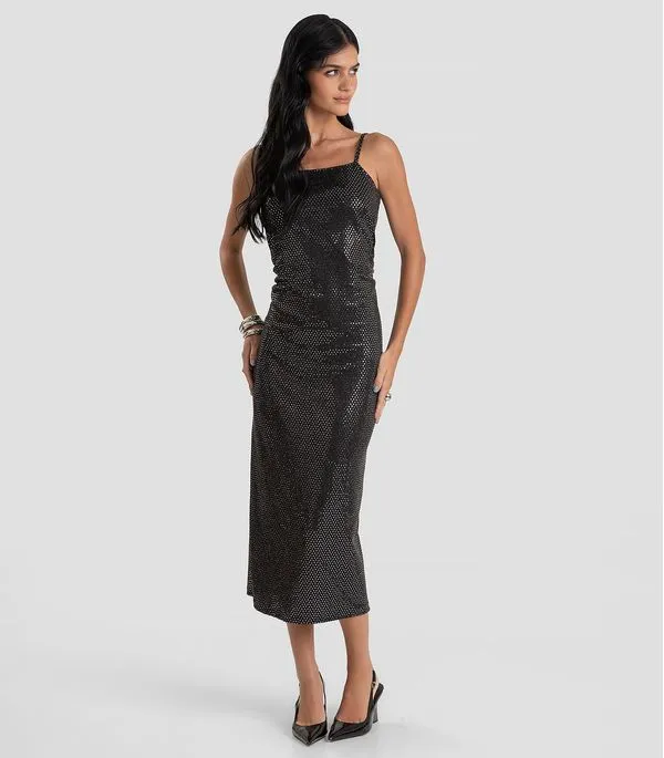 Vestido Feminino Longo em Malha Lantejoula Dianna Preto M