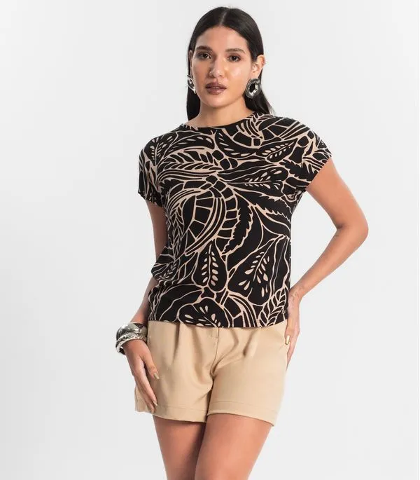 Blusa Feminina Estampada Rovitex Preto G