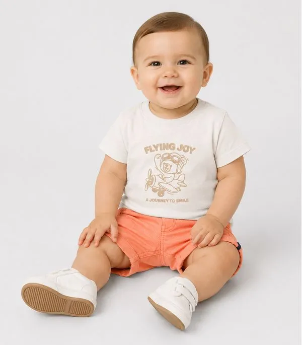Conjunto Infantil Camiseta Com Bermuda Trick Nick Bege 1