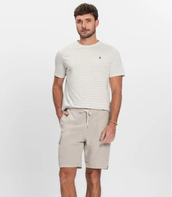 Bermuda Masculina Sarja Cargo Com Elástico Shift Cinza P