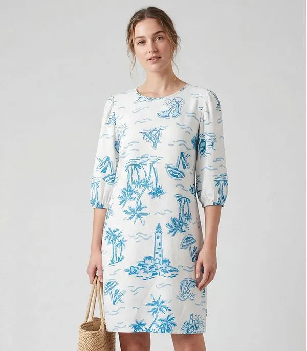Vestido Midi Com Manga Flare 3/4 Infinita Cor Azul M