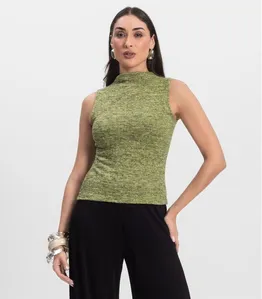 Regata Feminina com Gola Infinita Cor Amarelo GG